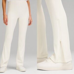 Lululemon Bone White Women's Yoga Pants High Waist Athleisure Pants w/ flare leg